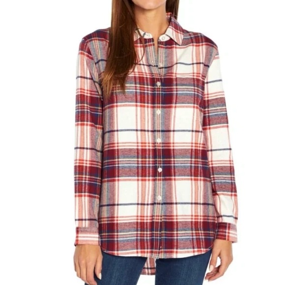 GAP Brianna Boyfriend Flannel Plaid Button Shirt Size XXL NWOT - Picture 1 of 10